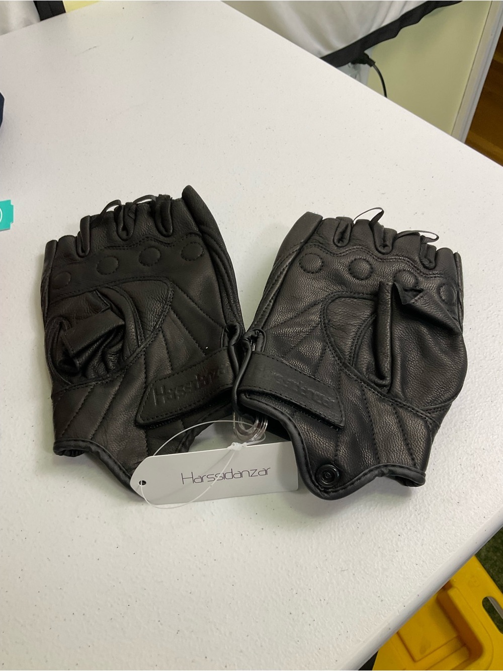 Harssidanzar Fingerless Motorcycle Gloves - Black